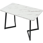 5-Piece Dining Set Modern Kitchen Table 117x68cm with 4 Upholstered Chairs Dark Green Velvet / White MDF