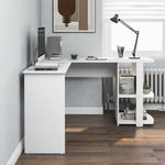Corner Desk 140cm L-shaped with 2 Shelves, White