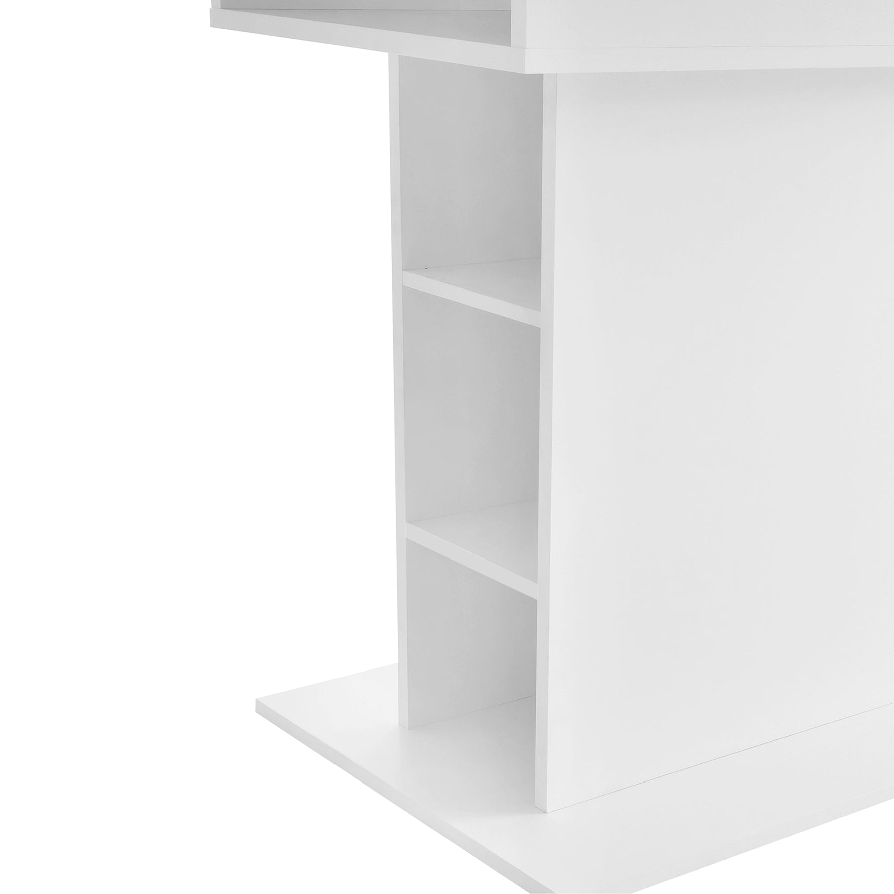 Extendable Dining Table with Storage and Iron Frame, Space-Saving Rectangular Design, White