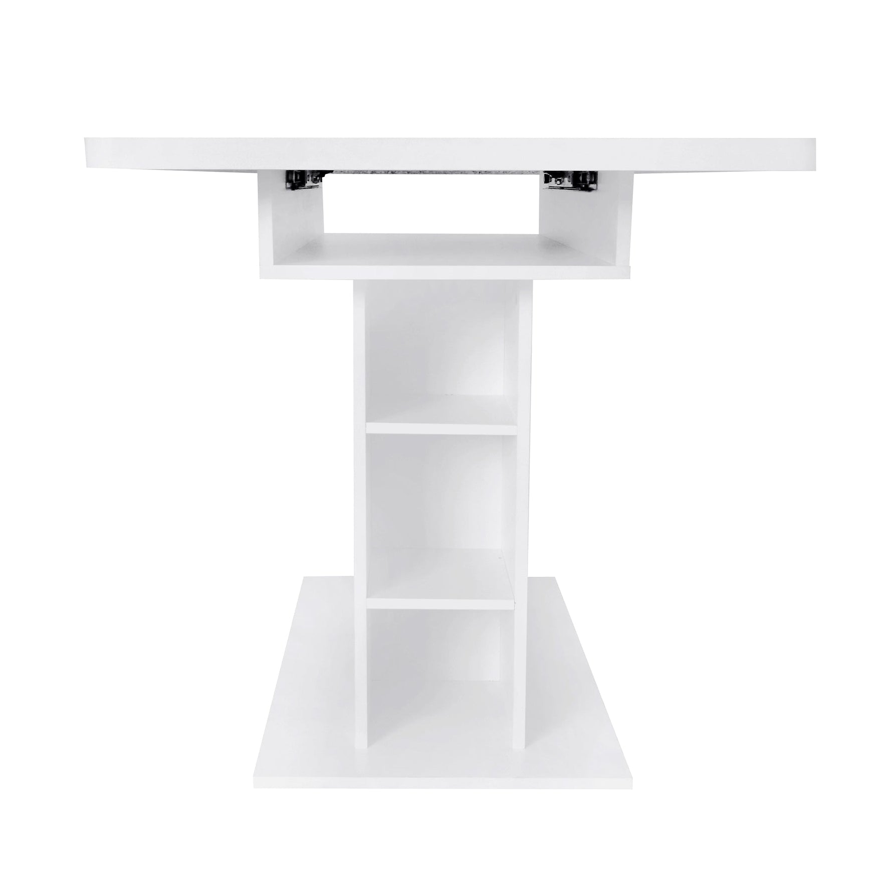 Extendable Dining Set with 4 Sherpa Chairs and Storage, Rectangular, White