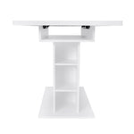 Dining Set with Extendable Rectangular Table and 6 Sherpa Fabric Chairs, Storage, White