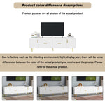 TV Stand 170cm for 70-inch TVs with 2 Doors 2 Drawers Gold Handles White