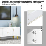 TV Stand 170cm for 70-inch TVs with 2 Doors 2 Drawers Gold Handles White