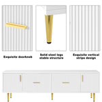 TV Stand 170cm for 70-inch TVs with 2 Doors 2 Drawers Gold Handles White