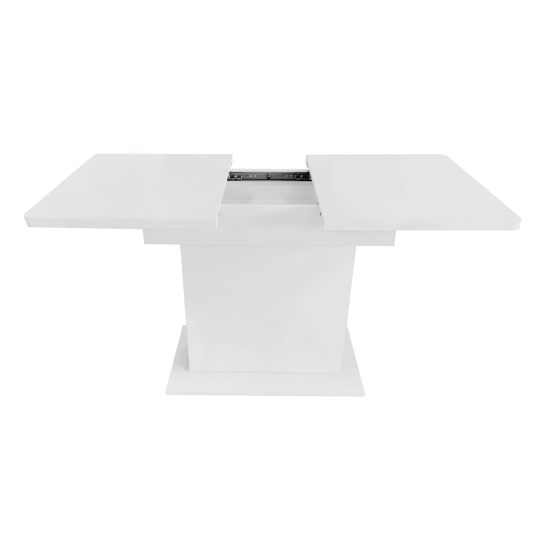 Extendable Dining Set with 4 Sherpa Chairs and Storage, Rectangular, White