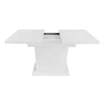 Extendable Dining Table with Storage and Iron Frame, Space-Saving Rectangular Design, White