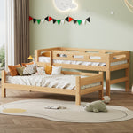 Bunk Bed 90x200cm Divisible 2 Single Beds Sturdy Pine Frame, Natural