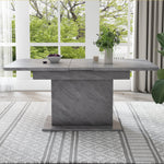 Extendable Dining Table Rectangular Storage Iron - Concrete Look