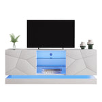 TV Stand, Frosted White, 1.6m, Adjustable Glass Shelf, 70-inch Space