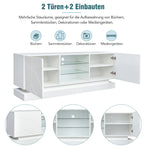 TV Stand, Frosted White, 1.6m, Adjustable Glass Shelf, 70-inch Space