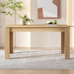 Contemporary Dining Table, Rectangular 4-Leg Sturdy Coffee and Leisure Table, Oak Wood