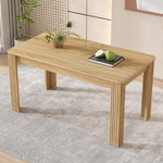 Contemporary Dining Table, Rectangular 4-Leg Sturdy Coffee and Leisure Table, Oak Wood