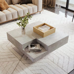 Coffee Table with Removable Storage Box, Concrete Gray and Wood