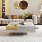 Coffee Table with Removable Storage Box, Concrete Gray and Wood