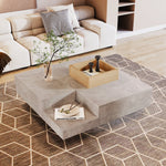 Coffee Table with Removable Storage Box, Concrete Gray and Wood