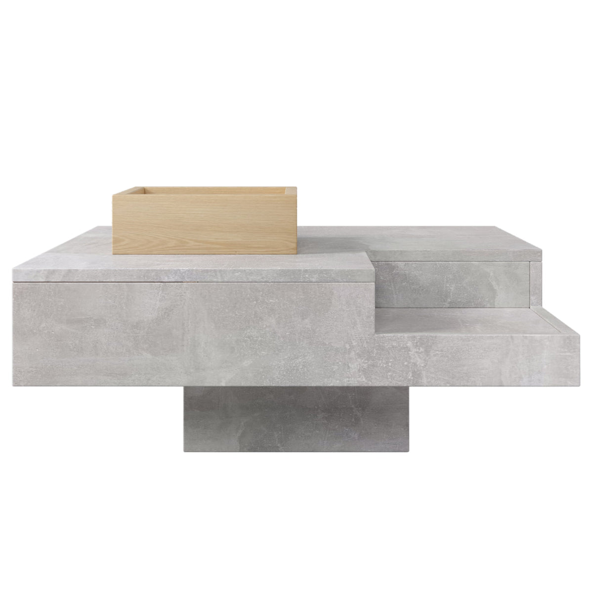 Coffee Table with Removable Storage Box, Concrete Gray and Wood