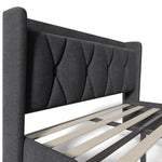 AB20485152G Upholstered Bed with USB Charging, 4 Drawers and Slatted Base, 160x200cm, Grey Linen