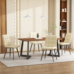 Dining Table 117x68cm Rectangular Wood Grain Metal Legs, Black/Walnut Color