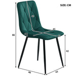 Dining Table Set 5-Piece Round Marble 4 Chairs Black Metal Legs Green Suede