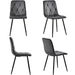 Dining Set 5-Piece, Hexagonal Marble Table with 4 Velvet Chairs, Grey Velvet