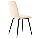 5-Piece Dining Set 140x80cm Table 4 Chairs Grey MDF Beige Velvet