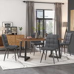 Dining Table 117x68cm Rectangular Wood Grain Metal Legs, Black/Walnut Color
