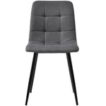 Dining Table Set 5-Piece 100cm Round MDF Marble Top Black Metal Legs Grey Linen