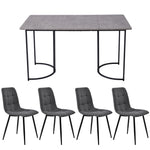 5-Piece Dining Set Modern 140x80cm Table & 4 Chairs Grey MDF Dark Grey Linen