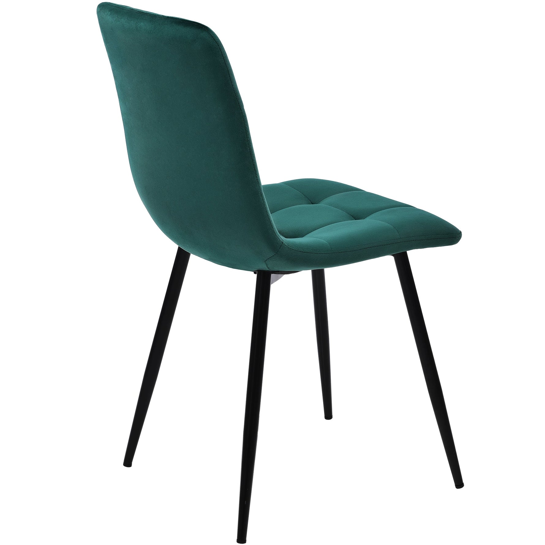 5-Piece Dining Set Modern 140x80cm Table Black Metal Legs - Grey MDF Dark Green Velvet