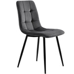 Dining Set 5-Piece Round 80cm Marble Top 4 Chairs - Grey Velvet