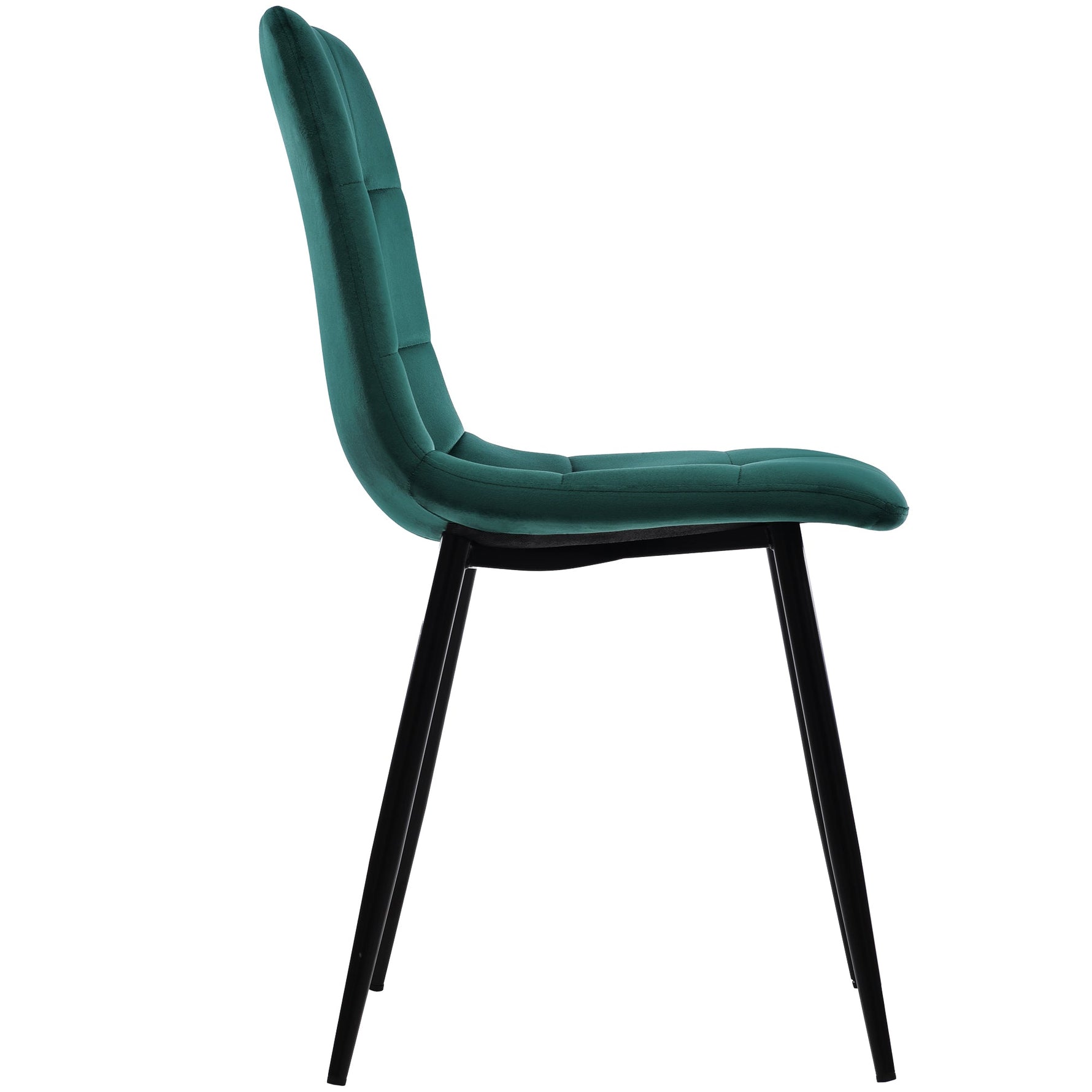 5-Piece Dining Set Modern 140x80cm Table Black Metal Legs - Grey MDF Dark Green Velvet