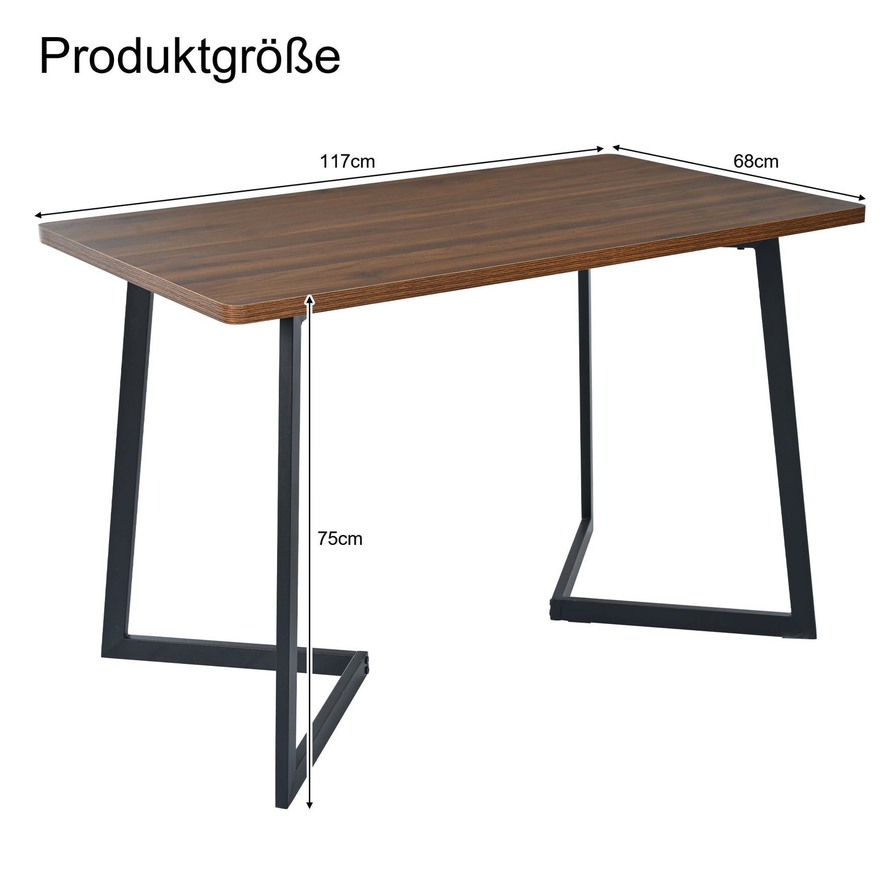 5-Piece Dining Set Modern Wood Grain Table 4 Chairs Black Metal Walnut/Beige Velvet