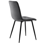 Dining Set 5-Piece Round 80cm Marble Top 4 Chairs - Grey Velvet