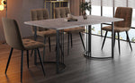 Dining Set 5-Piece 140x80cm Table & 4 Chairs Black Metal Grey MDF, Brown Velvet