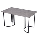 Dining Table 140x80cm Rectangular Kitchen Adjustable Legs Metal Frame Grey