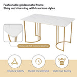 Dining Set 5-Piece 140x80cm Modern Table & 4 Chairs Dark Green Velvet White MDF Gold