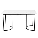 5-Piece Dining Set Modern 140x80cm Black Metal Legs White MDF/Black Velvet
