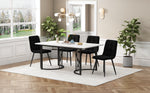 5-Piece Dining Set Modern 140x80cm Black Metal Legs White MDF/Black Velvet