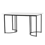 5-Piece Dining Set 140x80cm Modern Kitchen Table 4 Chairs White MDF/Brown Velvet