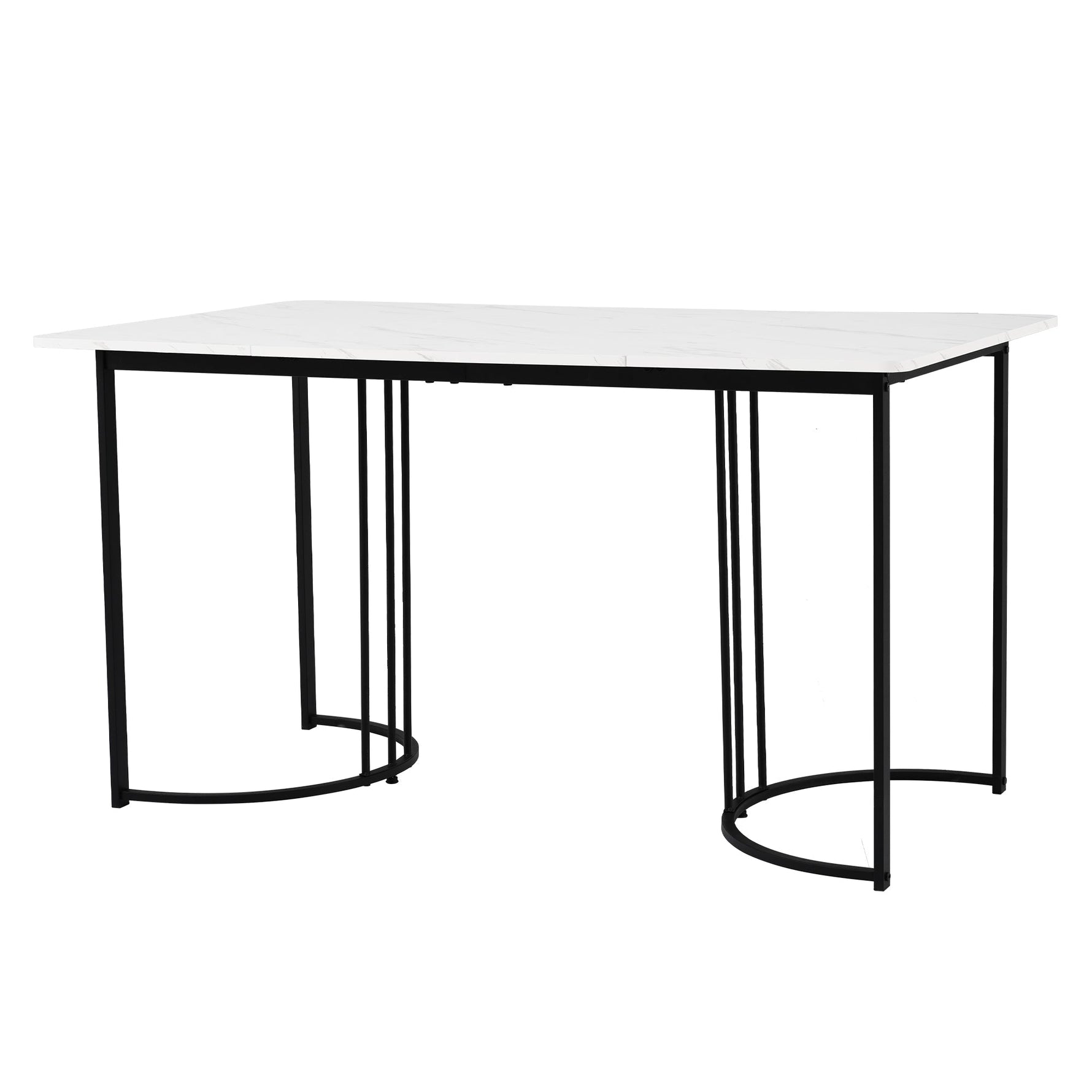 5-Piece Dining Set 140x80cm Modern Kitchen Table 4 Chairs White MDF/Brown Velvet