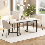 Rectangular Dining Table 140x80cm Modern Marble Pattern Adjustable Legs White/Black