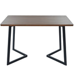 5-Piece Dining Set, Modern Kitchen Table & 4 Chairs, Walnut MDF & Dark Green Velvet