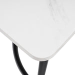 Dining Set 5-Piece 140x80cm Table White MDF Black Metal Legs Dark Green Velvet