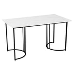 5-Piece Dining Set 140x80cm Modern Kitchen Table 4 Chairs White MDF Beige Velvet