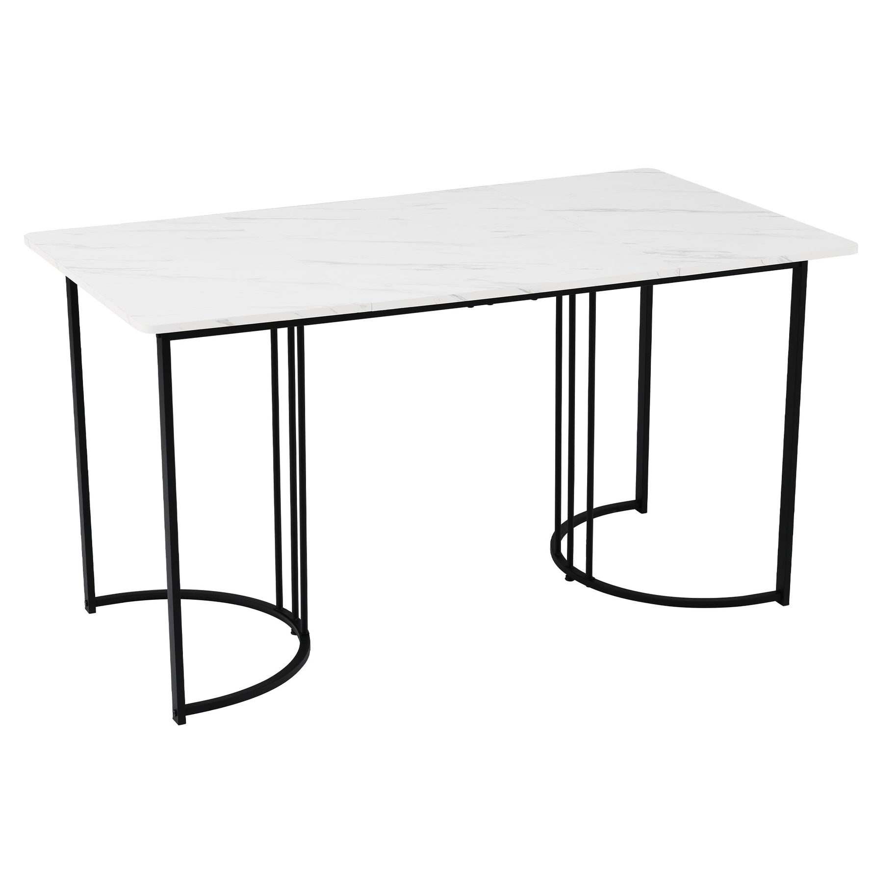 5-Piece Dining Set 140x80cm Modern Kitchen Table 4 Chairs White MDF Beige Velvet