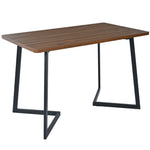 5-Piece Dining Set Modern Kitchen Table with 4 Chairs Black Metal, Walnut MDF & Brown Velvet