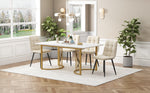 5-Piece Dining Set 140x80cm Modern Kitchen Table White MDF Beige Velvet