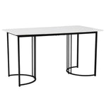 Dining Set 5-Piece 140x80cm Modern Kitchen 4 Chairs Black Legs - White MDF Dark Grey Linen