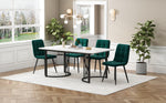 Dining Set 5-Piece 140x80cm Table White MDF Black Metal Legs Dark Green Velvet