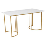 Dining Set 5-Piece 140x80cm Modern Table & 4 Chairs Dark Green Velvet White MDF Gold